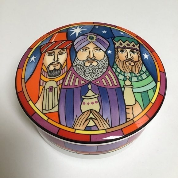Mikasa Three Wise Men Christmas Trinket Box Lidded Dan Scannell Mosaic MCM Japan - Picture 10 of 11